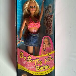 Vintage 1998 Barbie Butterfly Art Barbie with tattoos NRFB